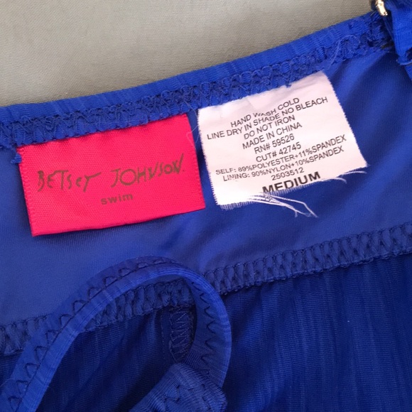 Betsey Johnson Swim Royal Blue Ruffle Two Piece Swimsuit, Size Medium - Picture 10 of 16